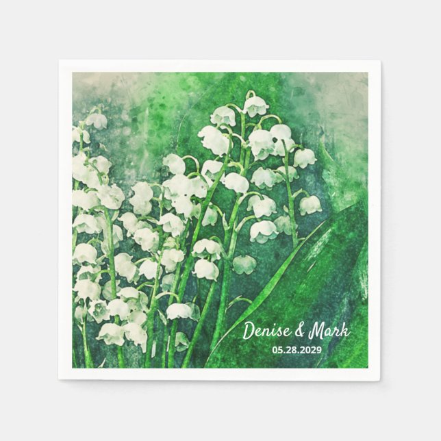 Servilleta De Papel Lily of the Valley Boda Personalizada Napkins (Anverso)