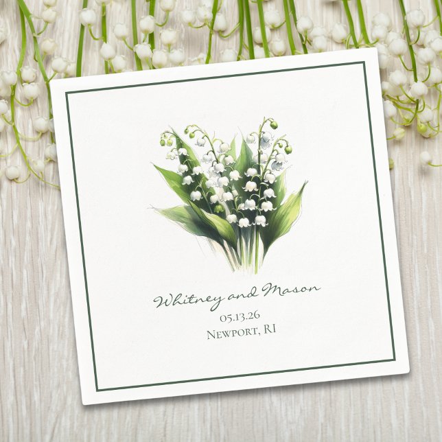 Servilleta De Papel Lily of the Valley Flower Custom Wedding Cocktail (Subido por el creador)