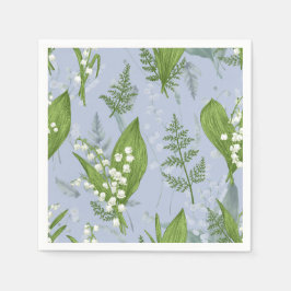Servilleta De Papel Lily of Valley con Ferns || Azul Claro