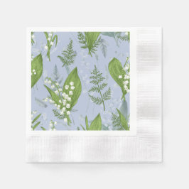 Servilleta De Papel Lily of Valley con Ferns || Azul Claro