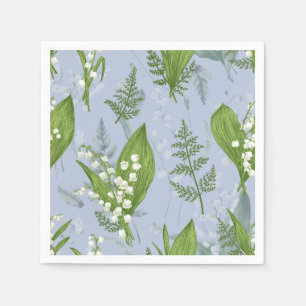 Servilleta De Papel Lily of Valley con Ferns    Azul Claro