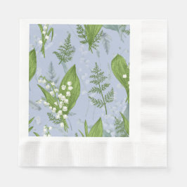 Servilleta De Papel Lily of Valley con Ferns || Azul Claro