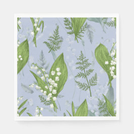 Servilleta De Papel Lily of Valley con Ferns || Azul Claro