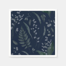Servilleta De Papel Lily of Valley con Ferns || Toallas azules oscuras