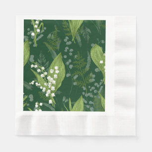 Servilleta De Papel Lily of Valley con Ferns    Verde oscuro