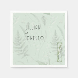 Servilleta De Papel Lily of Valley || Verde sabio con Ilustracion