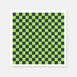 Servilleta De Papel Lime and navy checkerboard pattern