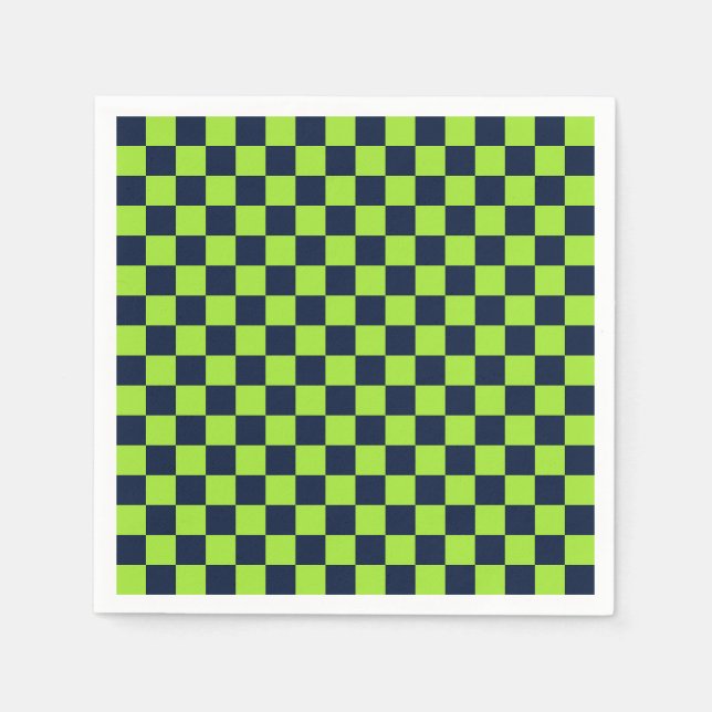 Servilleta De Papel Lime and navy checkerboard pattern (Anverso)