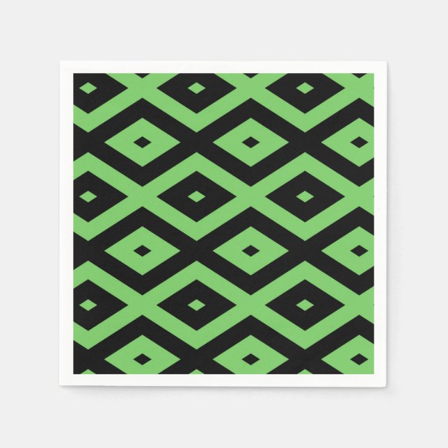 Servilleta De Papel Lime green and black diamond pattern (Anverso)