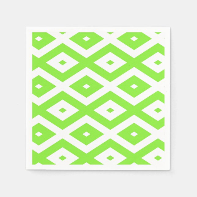 Servilleta De Papel Lime green and white diamond pattern (Anverso)