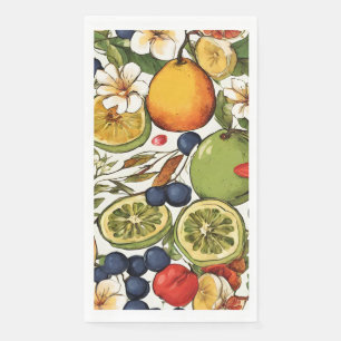 Servilleta De Papel Limes mediterráneas, Lemones y Flores. Pintado