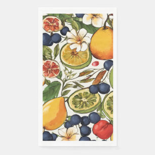 Servilleta De Papel Limes mediterráneas, Lemones y Flores. Pintado