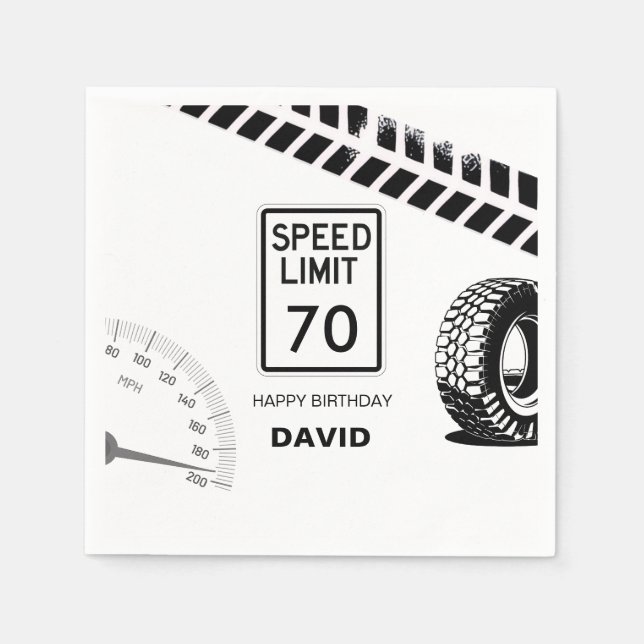 Servilleta De Papel Límite de velocidad cumpleaños de cualquier edad  (Anverso)