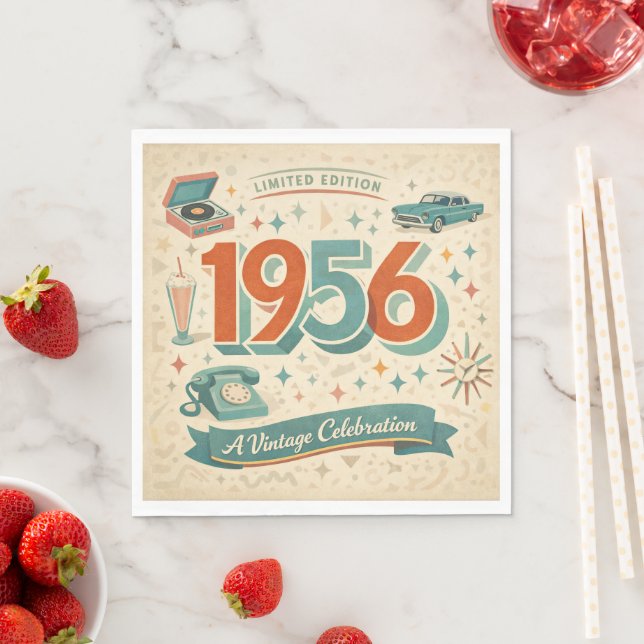Servilleta De Papel Limited Edition 1956 Birthday | 50s Retro Style (In situ)