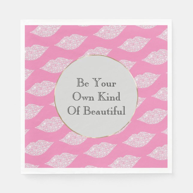 Servilleta De Papel Límites de diamante blanco rosado (Anverso)