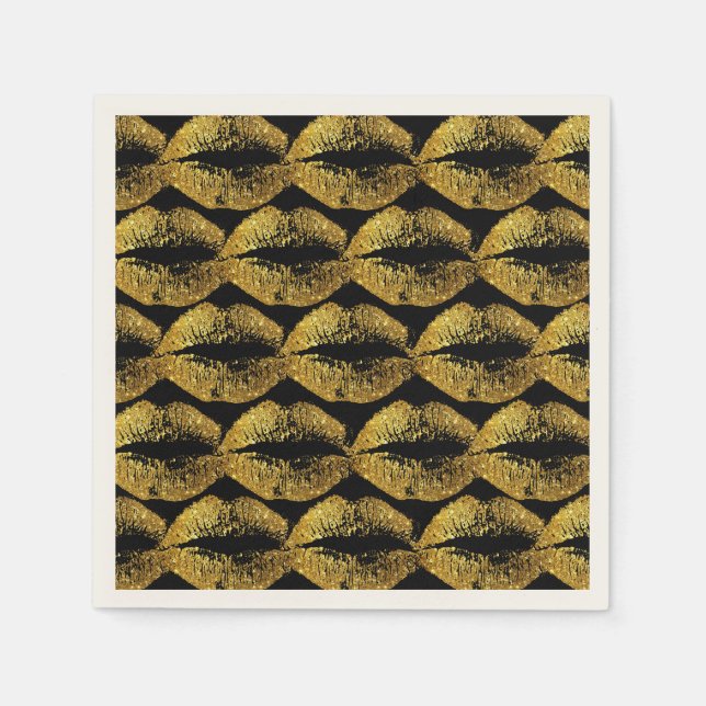 Servilleta De Papel Límites de Purpurina de oro #4 (Anverso)