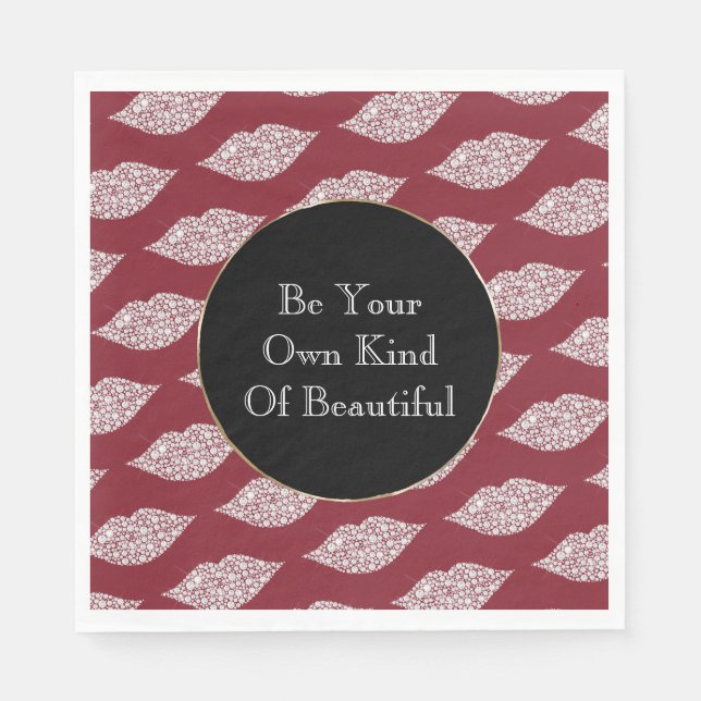 Servilleta De Papel Límites rojos de diamante blanco (Anverso)