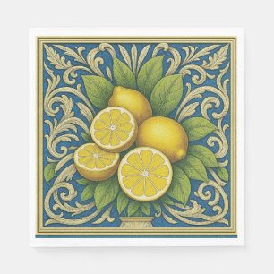 Servilleta De Papel Limon Amalfi Azul Mediterráneo Art Nouveau