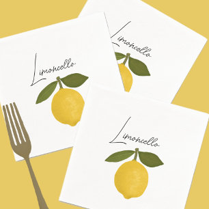 Servilleta De Papel Limón Amarillo con Hojas Verdes   Citrus Fresco 
