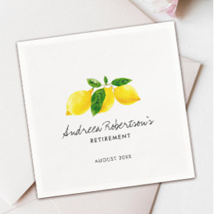Servilleta De Papel Limón Amarillo Simple Acuarela de Citrus para Jubi