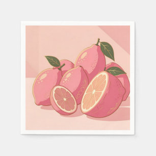 Servilleta De Papel Limón Rosa Moderno Femenino Cítrico