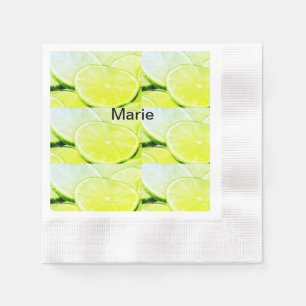 Servilleta De Papel Limón verde amarillo simple agregar nombre persona