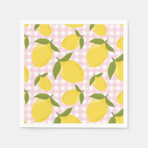 Servilleta De Papel Limon y Gingham Rosa