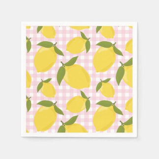Servilleta De Papel Limon y Gingham Rosa