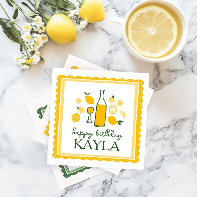 Servilleta De Papel Limonada de Limoncello Cumpleaños Personalizado (Limoncello Lemonade Lemon CUSTOM Birthday Napkins
)
