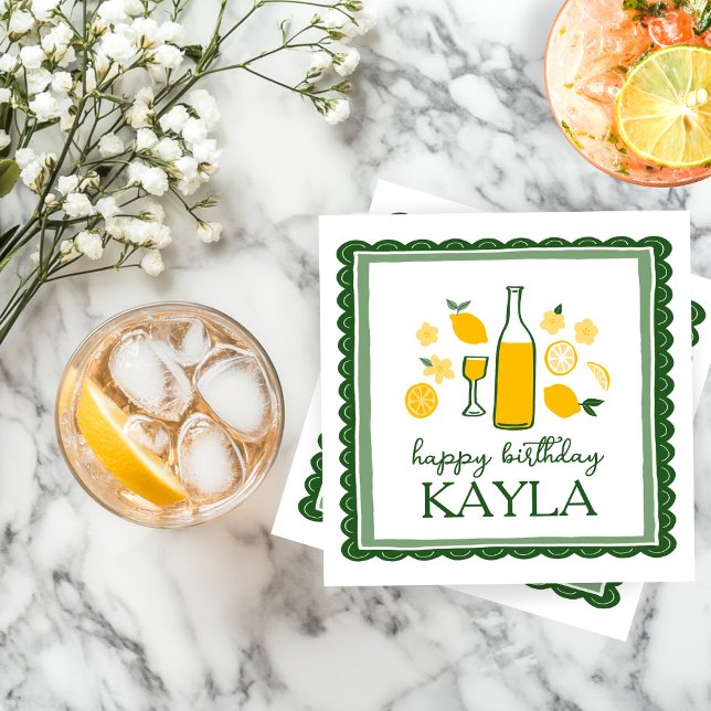 Servilleta De Papel Limonada de Limoncello Cumpleaños PERSONALIZADO de (Limoncello Lemonade Lemon CUSTOM Birthday Napkins
)