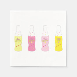 Servilleta De Papel Limonada Rosa Refresco Vintage Rayado de Verano