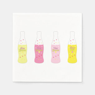 Servilleta De Papel Limonada Rosa Refresco Vintage Rayado de Verano