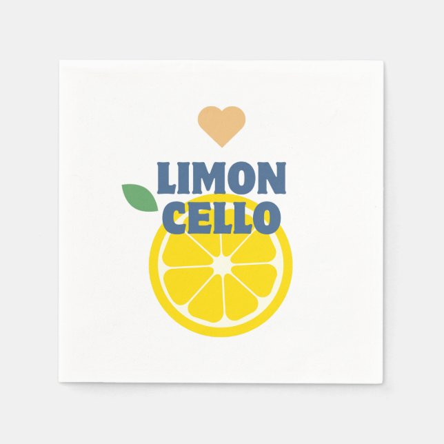 Servilleta De Papel Limoncello Blanco Corazón de Limón Moderno (Anverso)