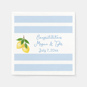 Servilleta De Papel Limones Acuarela Franja Azul PERSONALIZADOS 