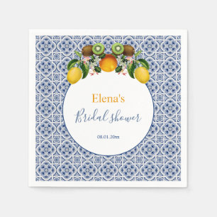Servilleta De Papel Limones Amalfi blancos y azules Italia Desayuno de