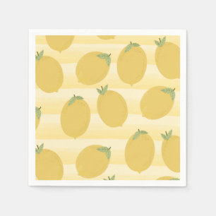 Servilleta De Papel Limones Amarillos Frutas De Verano Acuarela Raya F