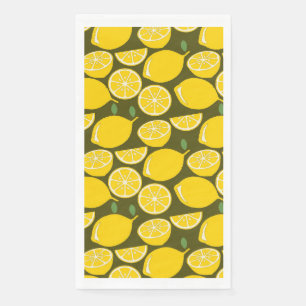 Servilleta De Papel Limones Amarillos y Patrón Verde Oliva: Citrus Mod