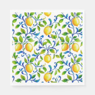 Servilleta De Papel Limones de jardín italiano soleado con remolinos a