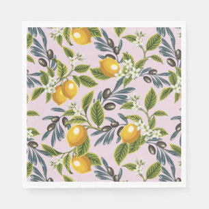 Servilleta De Papel Limones Italianos Y Aceitunas
