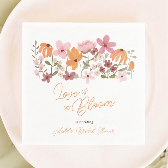 Servilleta De Papel Lindo baby shower boho de pradera con florecillas  (Cute boho meadow little wildflower bridal shower napkins)