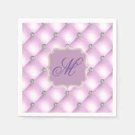 Servilleta De Papel Lindo Bling Monograma Morado Elegante Festivo