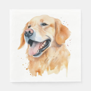 Servilleta De Papel Lindo cachorro de acuarela de Golden Retriever
