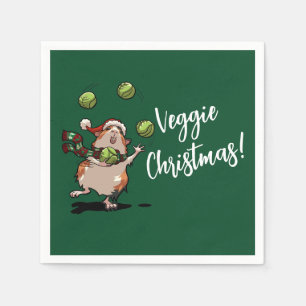 Servilleta De Papel ¡Lindo Conejillo de Indias Navideño Vegetariano! M