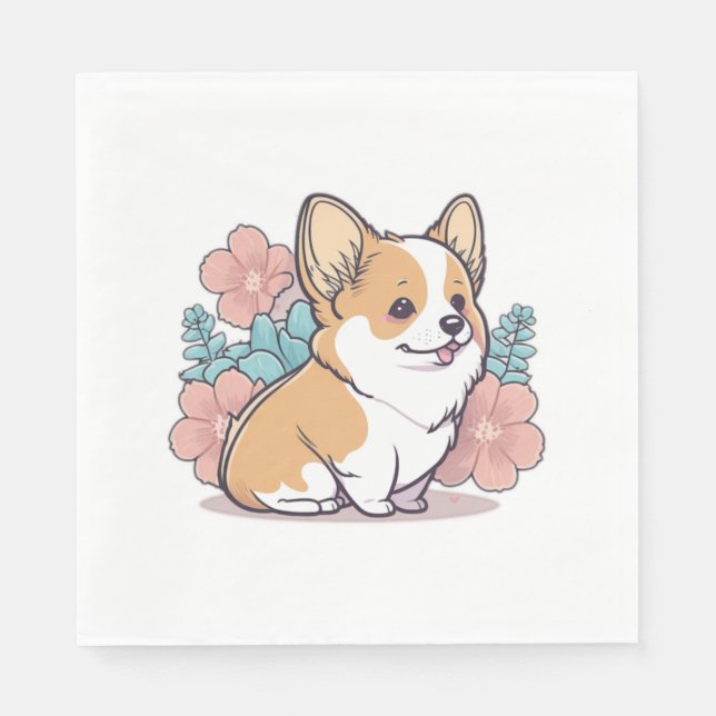 Servilleta De Papel lindo corgi (Anverso)