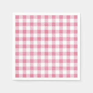 Servilleta De Papel Lindo Cuadrado de Plaid Rosa Simple y Femenino 