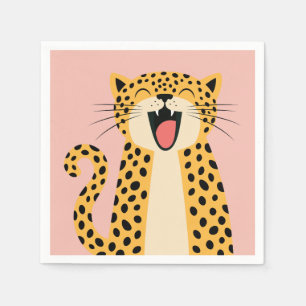 Servilleta De Papel Lindo Feliz Sonriendo Leopardo Salvaje de Dibujos 