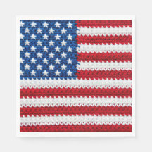 Lindo ganchillo bandera americana rojo blanco azul