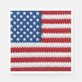 Servilleta De Papel Lindo ganchillo bandera americana rojo blanco azul