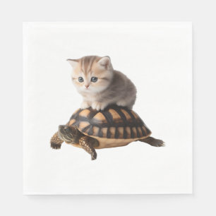 Servilleta De Papel lindo gato en la tortuga