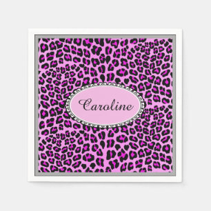 Servilleta De Papel Lindo leopardo rosa personalizado guepardo